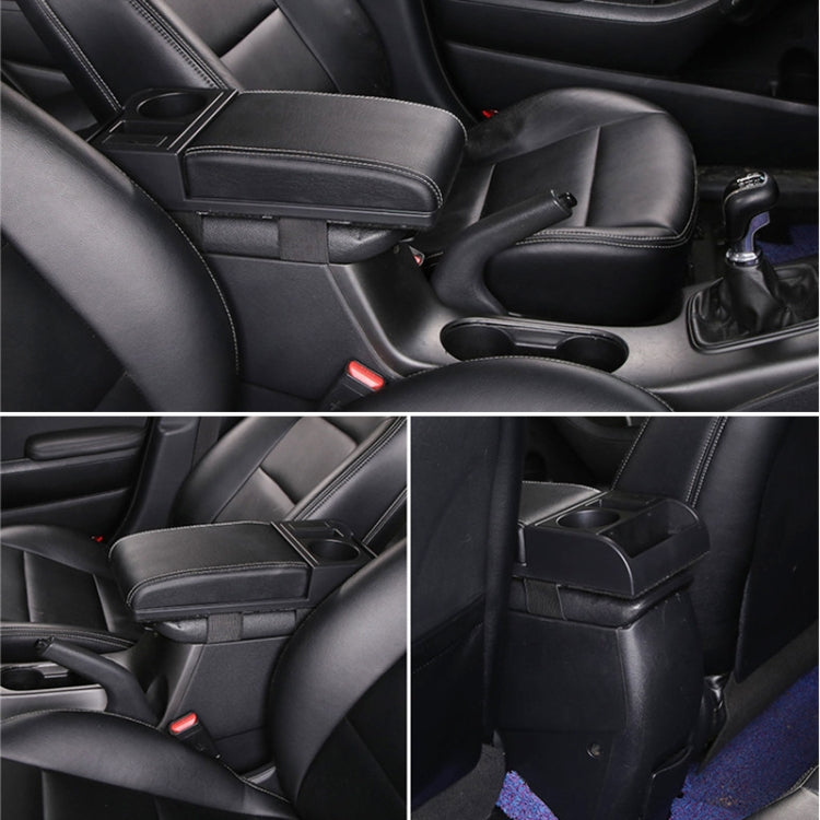 Car Multi-functional Dual USB Armrest Box Booster Pad, Carbon Fiber Leather Straight Type (Black White) by buy2fix