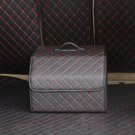 Car Trunk Foldable Storage Box, Checkered Middle Size: 40 x 32 x 30cm (Black Red) by buy2fix