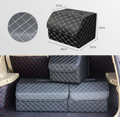 Car Trunk Foldable Storage Box, Checkered Middle Size: 40 x 32 x 30cm (Beige) by buy2fix
