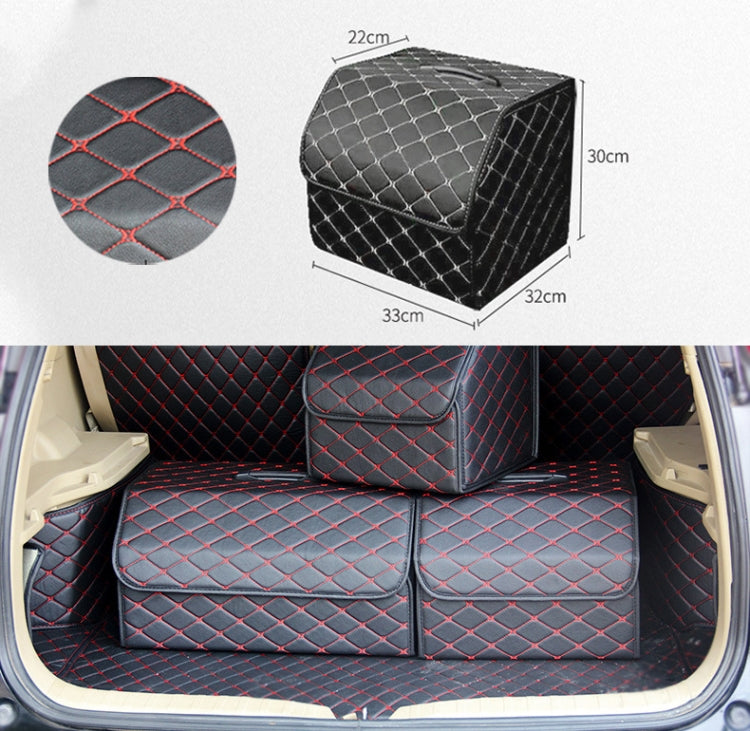 Car Trunk Foldable Storage Box, Rhombic Grid Small Size: 33 x 32 x 30cm (Black Red) by buy2fix