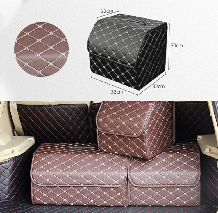 Car Trunk Foldable Storage Box, Rhombic Grid Small Size: 33 x 32 x 30cm (Coffee) - Stowing Tidying by buy2fix | Online Shopping UK | buy2fix