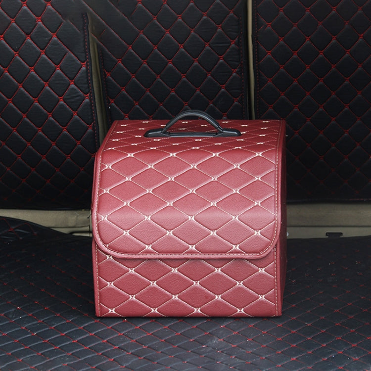 Car Trunk Foldable Storage Box, Rhombic Grid Small Size: 33 x 32 x 30cm (Wine Red) by buy2fix