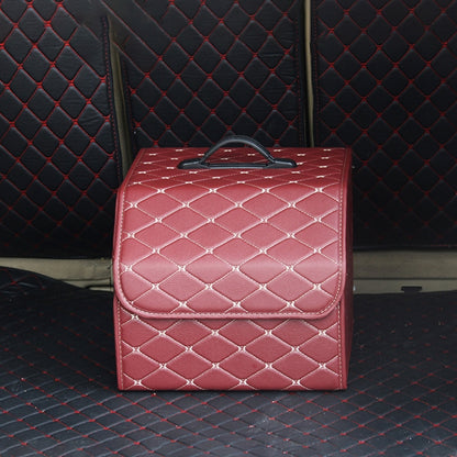 Car Trunk Foldable Storage Box, Rhombic Grid Small Size: 33 x 32 x 30cm (Wine Red) by buy2fix