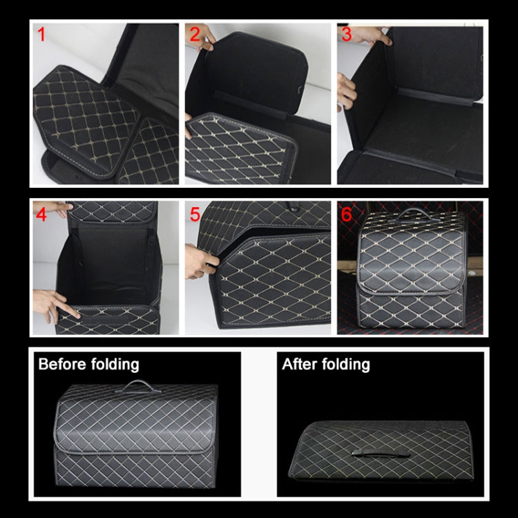 Car Trunk Foldable Storage Box, Rhombic Grid Small Size: 33 x 32 x 30cm (Coffee) - Stowing Tidying by buy2fix | Online Shopping UK | buy2fix