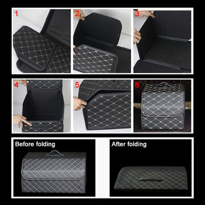 Car Trunk Foldable Storage Box, Rhombic Grid Small Size: 33 x 32 x 30cm (Coffee) - Stowing Tidying by buy2fix | Online Shopping UK | buy2fix
