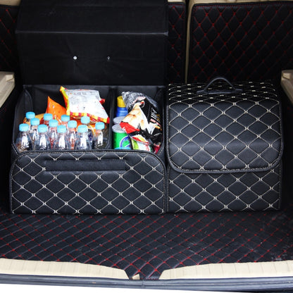 Car Trunk Foldable Storage Box, Rhombic Grid Small Size: 33 x 32 x 30cm (Coffee) - Stowing Tidying by buy2fix | Online Shopping UK | buy2fix