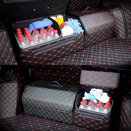Car Trunk Foldable Storage Box, Rhombic Grid Small Size: 33 x 32 x 30cm (Coffee) - Stowing Tidying by buy2fix | Online Shopping UK | buy2fix
