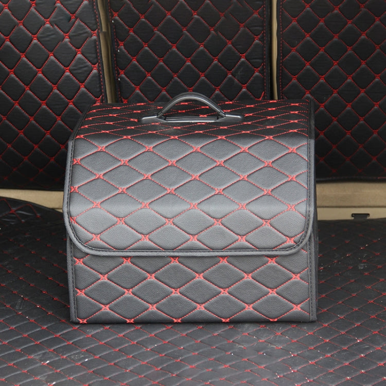 Car Trunk Foldable Storage Box, Rhombic Grid Middle Size: 40 x 32 x 30cm (Black Red) by buy2fix