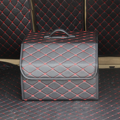 Car Trunk Foldable Storage Box, Rhombic Grid Middle Size: 40 x 32 x 30cm (Black Red) by buy2fix