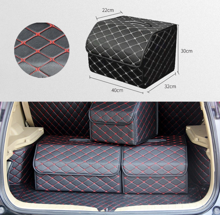 Car Trunk Foldable Storage Box, Rhombic Grid Middle Size: 40 x 32 x 30cm (Black Red) by buy2fix