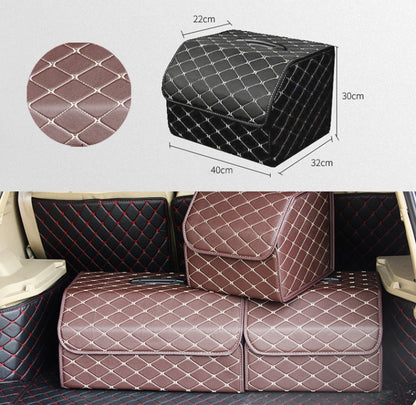 Car Trunk Foldable Storage Box, Rhombic Grid Middle Size: 40 x 32 x 30cm (Coffee) by buy2fix