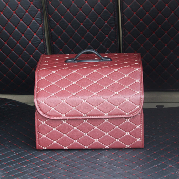 Car Trunk Foldable Storage Box, Rhombic Grid Middle Size: 40 x 32 x 30cm (Wine Red) by buy2fix