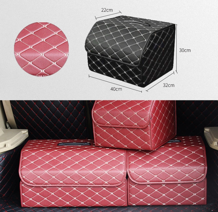 Car Trunk Foldable Storage Box, Rhombic Grid Middle Size: 40 x 32 x 30cm (Wine Red) by buy2fix