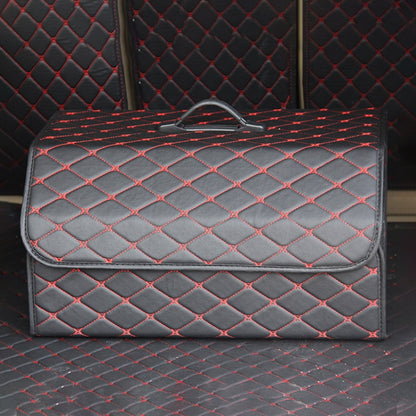 Car Trunk Foldable Storage Box, Rhombic Grid Large Size: 54 x 32 x 30cm (Black Red) by buy2fix