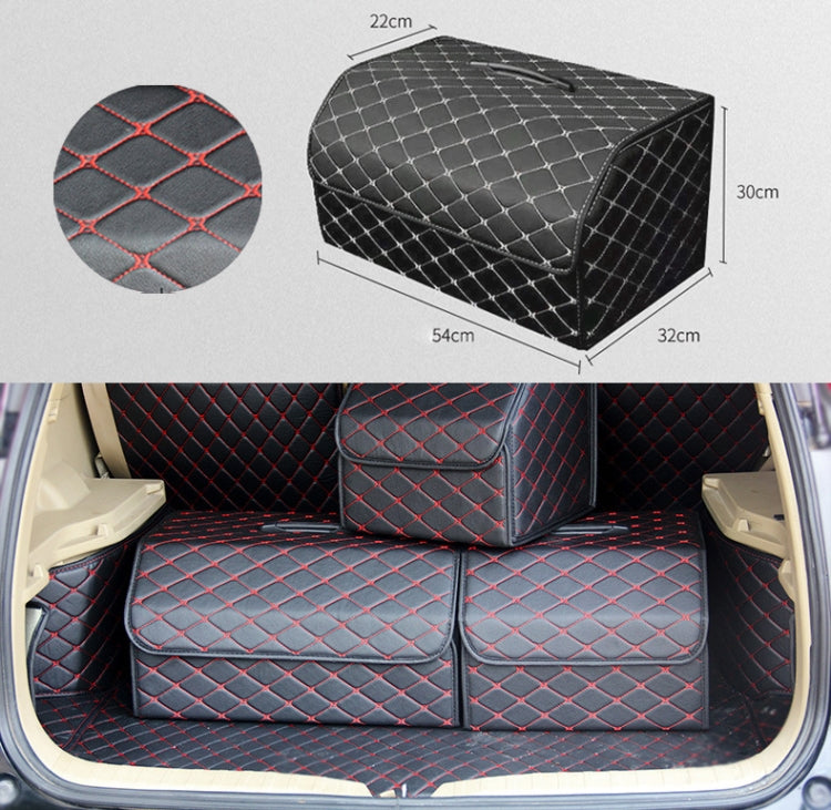 Car Trunk Foldable Storage Box, Rhombic Grid Large Size: 54 x 32 x 30cm (Black Red) by buy2fix