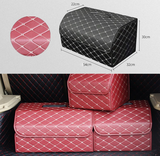 Car Trunk Foldable Storage Box, Rhombic Grid Large Size: 54 x 32 x 30cm (Wine Red) by buy2fix