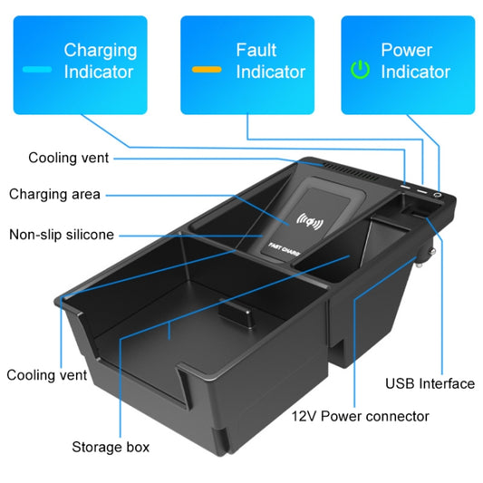HFC-1050 Car Qi Standard Wireless Charger 10W Quick Charging for Audi A4L 2017-2022, Left Driving - Wireless Charging Pads by buy2fix | Online Shopping UK | buy2fix