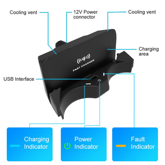 HFC-1012 Car Qi Standard Wireless Charger 10W Quick Charging for BMW X1 2016-2019, Left Driving - Wireless Charging Pads by buy2fix | Online Shopping UK | buy2fix