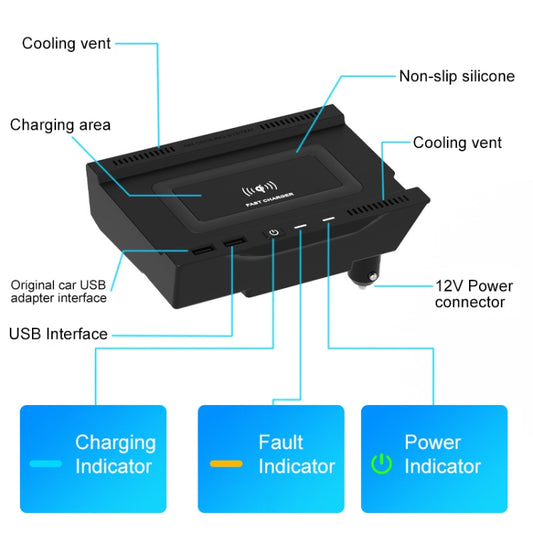 HFC-1020 Car Qi Standard Wireless Charger 10W Quick Charging for Mercedes-Benz A Class 2019-2022, Left and Right Driving - Wireless Charging Pads by buy2fix | Online Shopping UK | buy2fix