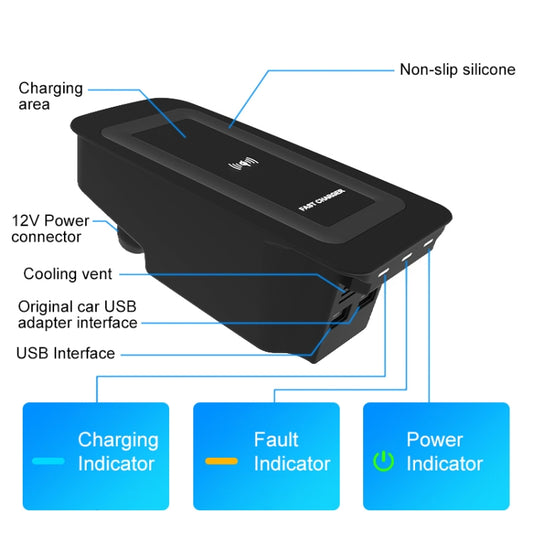 HFC-1010 Car Qi Standard Wireless Charger 10W Quick Charging for Volvo S60 2020-2022, Left and Right Driving - Wireless Charging Pads by buy2fix | Online Shopping UK | buy2fix