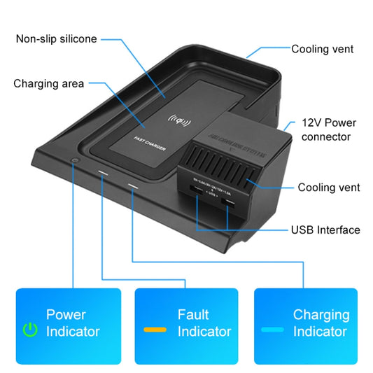 HFC-1002 Car Qi Standard Wireless Charger 10W Quick Charging for Honda Avancier / URV 2017-2020, Left Driving - Wireless Charging Pads by buy2fix | Online Shopping UK | buy2fix
