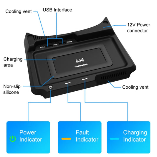 HFC-1003 Car Qi Standard Wireless Charger 10W Quick Charging for Honda CR-V 2017-2019, Left Driving - Wireless Charging Pads by buy2fix | Online Shopping UK | buy2fix