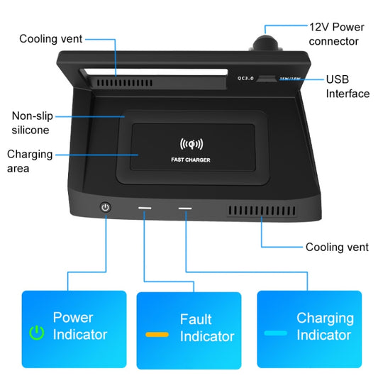 HFC-1030 Car Qi Standard Wireless Charger 10W Quick Charging for Volkswagen Tiguan L 2019-2021, Left Driving - Wireless Charging Pads by buy2fix | Online Shopping UK | buy2fix