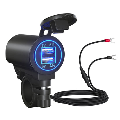 ZH-526I1 Car / Motorcycle 4.2A Dual USB Port Car Charger(Blue Light) - Battery Charger by buy2fix | Online Shopping UK | buy2fix