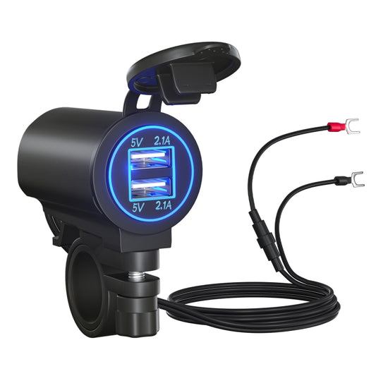 ZH-526I1 Car / Motorcycle 4.2A Dual USB Port Car Charger(Blue Light) - Battery Charger by buy2fix | Online Shopping UK | buy2fix