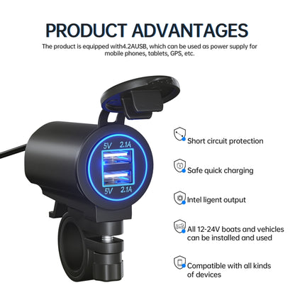ZH-526I1 Car / Motorcycle 4.2A Dual USB Port Car Charger(Blue Light) - Battery Charger by buy2fix | Online Shopping UK | buy2fix