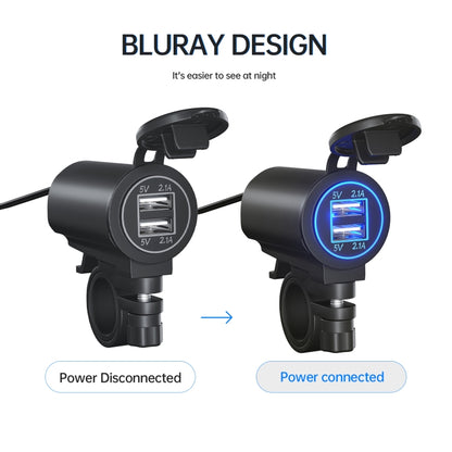 ZH-526I1 Car / Motorcycle 4.2A Dual USB Port Car Charger(Blue Light) - Battery Charger by buy2fix | Online Shopping UK | buy2fix