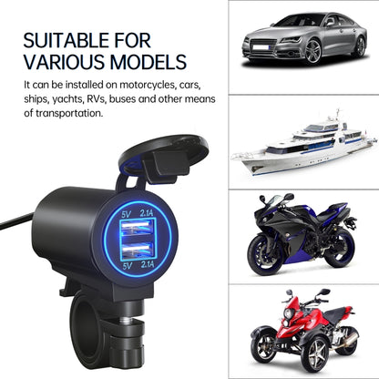 ZH-526I1 Car / Motorcycle 4.2A Dual USB Port Car Charger(Blue Light) - Battery Charger by buy2fix | Online Shopping UK | buy2fix