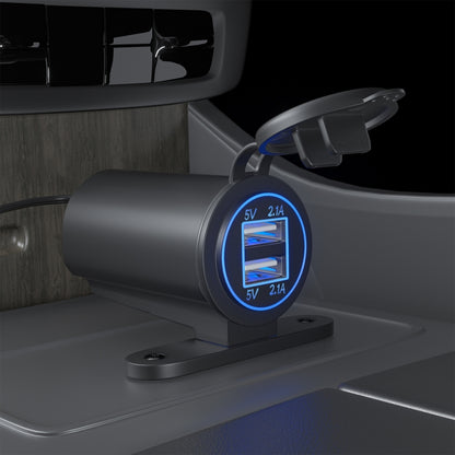 ZH-526I1 Car / Motorcycle 4.2A Dual USB Port Car Charger(Blue Light) - Battery Charger by buy2fix | Online Shopping UK | buy2fix
