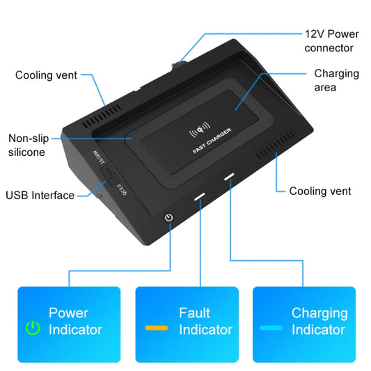 HFC-1031 Car Qi Standard Wireless Charger 10W Quick Charging for Volkswagen Teramont 2018-2020, Left Driving - Wireless Charging Pads by buy2fix | Online Shopping UK | buy2fix