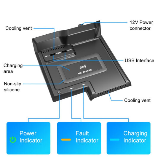 HFC-1060 Car Qi Standard Wireless Charger 10W Quick Charging for Toyota Avalon 2019-2021, Left Driving - Wireless Charging Pads by buy2fix | Online Shopping UK | buy2fix