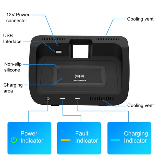 HFC-1062 Car Qi Standard Wireless Charger 10W Quick Charging for Toyota RAV4 2020-2021, Left Driving - Wireless Charging Pads by buy2fix | Online Shopping UK | buy2fix