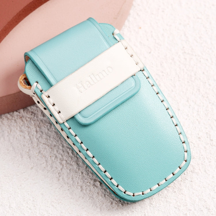 Hallmo Car Female Style Cowhide Leather Key Protective Cover for BMW, A Type(Sky Blue) - Car Key Cases by Hallmo | Online Shopping UK | buy2fix