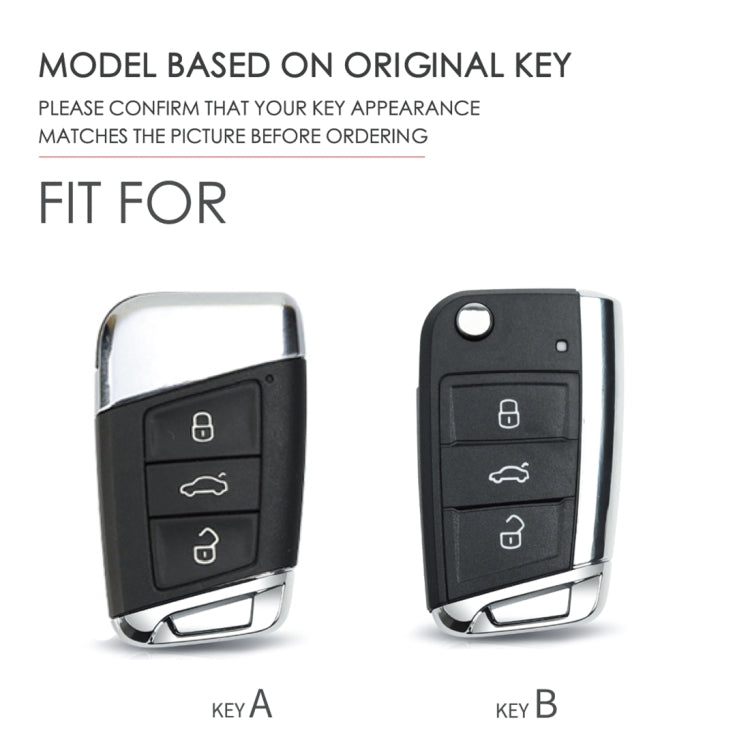Hallmo Car Female Style Cowhide Leather Key Protective Cover for Volkswagen, A Type(Lake Blue) - Car Key Cases by Hallmo | Online Shopping UK | buy2fix