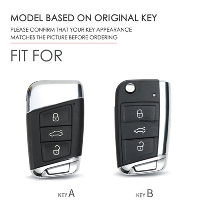 Hallmo Car Female Style Cowhide Leather Key Protective Cover for Volkswagen, A Type(Lake Blue) - Car Key Cases by Hallmo | Online Shopping UK | buy2fix