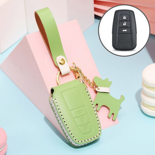 Hallmo Car Female Style Cowhide Leather Key Protective Cover for Toyota(Grass Green) - Car Key Cases by Hallmo | Online Shopping UK | buy2fix