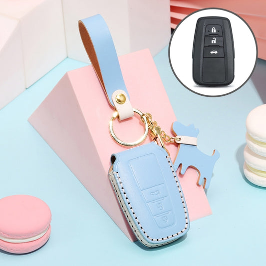 Hallmo Car Female Style Cowhide Leather Key Protective Cover for Toyota(Sky Blue) - Car Key Cases by Hallmo | Online Shopping UK | buy2fix