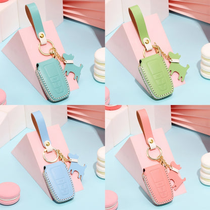 Hallmo Car Female Style Cowhide Leather Key Protective Cover for Toyota(Pink) - Car Key Cases by Hallmo | Online Shopping UK | buy2fix