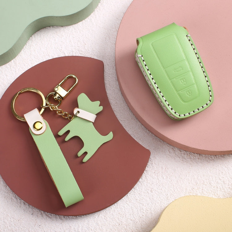 Hallmo Car Female Style Cowhide Leather Key Protective Cover for Toyota(Grass Green) - Car Key Cases by Hallmo | Online Shopping UK | buy2fix
