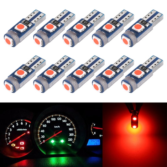 10 in 1 Car T5 0.2W DC12V Instrument Panel LED Decorative Light(Red Light) - Instrument Lights by buy2fix | Online Shopping UK | buy2fix