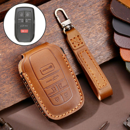 Hallmo Car Genuine Leather Key Protective Cover for Toyota Sienna 6-button(Brown) - Car Key Cases by Hallmo | Online Shopping UK | buy2fix