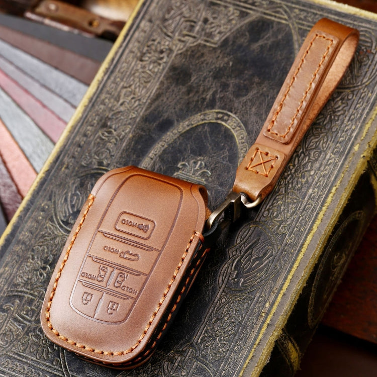 Hallmo Car Genuine Leather Key Protective Cover for Toyota Sienna 6-button(Brown) - Car Key Cases by Hallmo | Online Shopping UK | buy2fix