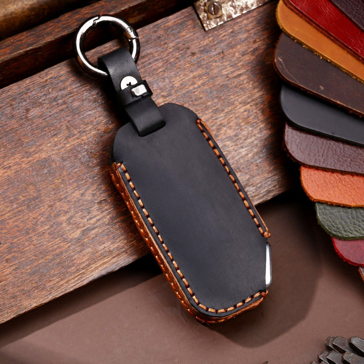Hallmo Car Cowhide Leather Key Protective Cover for KIA(Black) - Car Key Cases by Hallmo | Online Shopping UK | buy2fix
