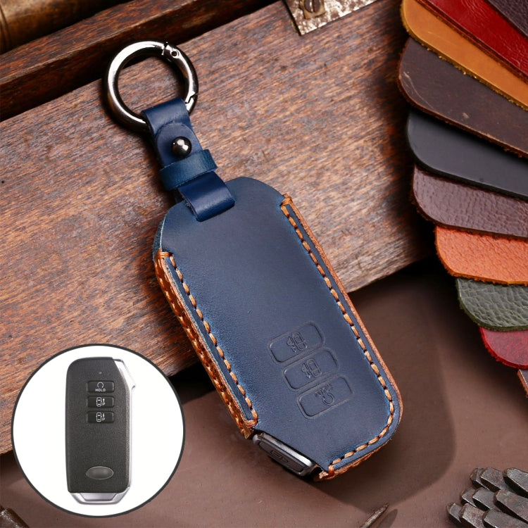 Hallmo Car Cowhide Leather Key Protective Cover for KIA(Blue) - Car Key Cases by Hallmo | Online Shopping UK | buy2fix