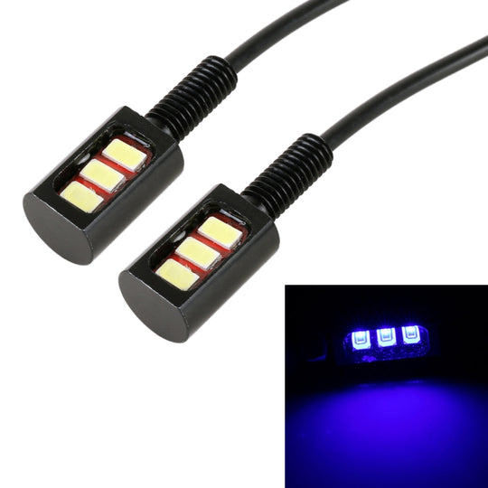 1 paire d'éclairage de plaque d'immatriculation de voiture/moto DC12V 0,4 W 3 LED SMD-5630, longueur du câble : 27 cm (lumière bleue)