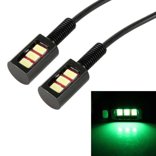 1 paire d'éclairage de plaque d'immatriculation de voiture/moto DC12V 0,4 W 3 LED SMD-5630, longueur du câble : 27 cm (lumière verte)